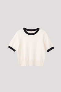 BK 11127 ELASTICATED HEM KNIT TOP CREAM