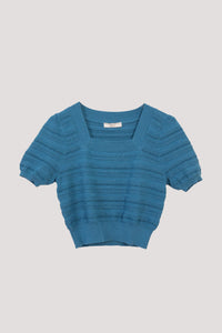 BK 11132 SQUARE NECK TOP AQUA BLUE