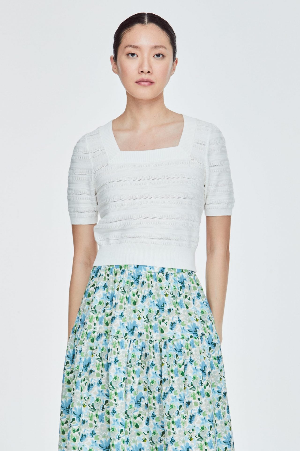 BK 11132 SQUARE NECK TOP CREAM