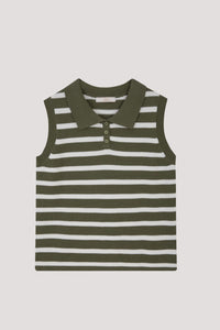 BK 11400 STRIPE SLEEVELESS TOP SAGE