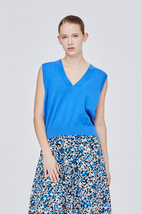 BKV 10085 V NECK KNIT VEST COBALT