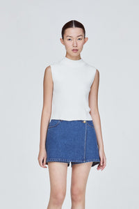 BKV 11061 BASIC KNITTED HIGH NECK TOP CREAM