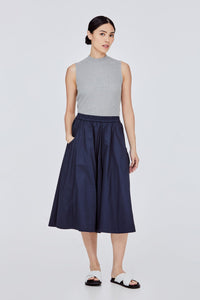 BP 11453 A-LINE FLARE MIDI SKIRT NAVY