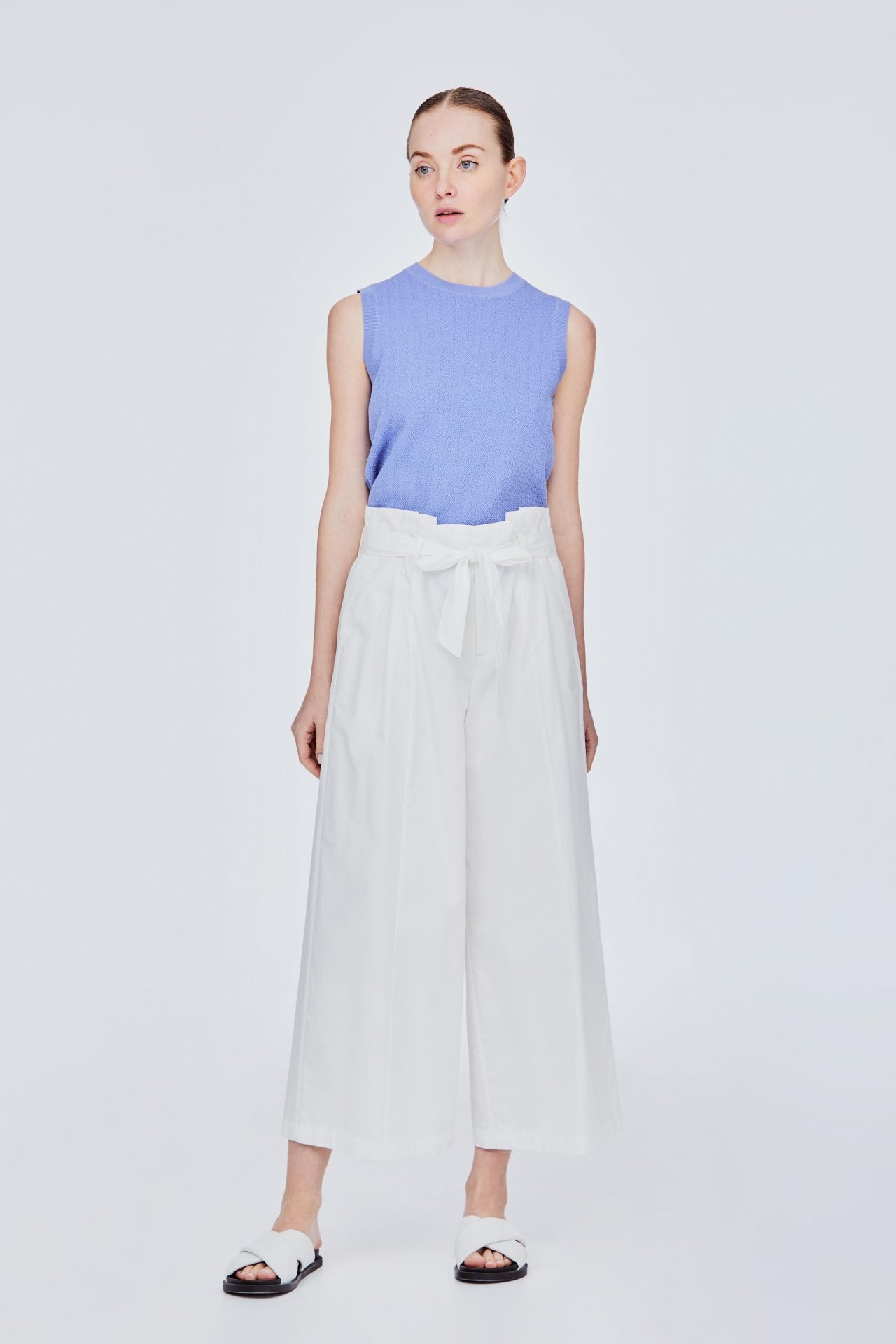 BP 11700 FRONT KNOTTED WIDE LEG PANTS CREAM