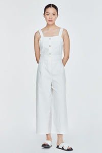BPD 11135 METALLIC BUTTOWN JUMPSUIT CREAM