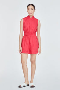 BPD 11204 SLEEVELESS PLAYSUIT ROMPER CHERRY RED