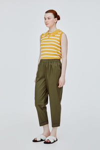 BPL 10737 ELASTIC WAIST BAND PANTS ARMY GREEN