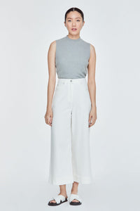 BPL 10760 LONG WIDE LEGGED DENIM PANTS CREAM