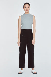 BPL 11257 SIDE BUTTON LONG PANTS BLACK
