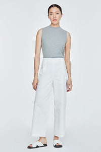 BPL 11257 SIDE BUTTON LONG PANTS CREAM