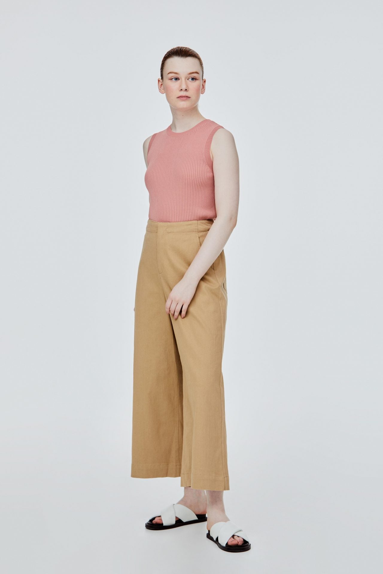 BPL 9049 WIDE LEG LONG PANTS KHAKI