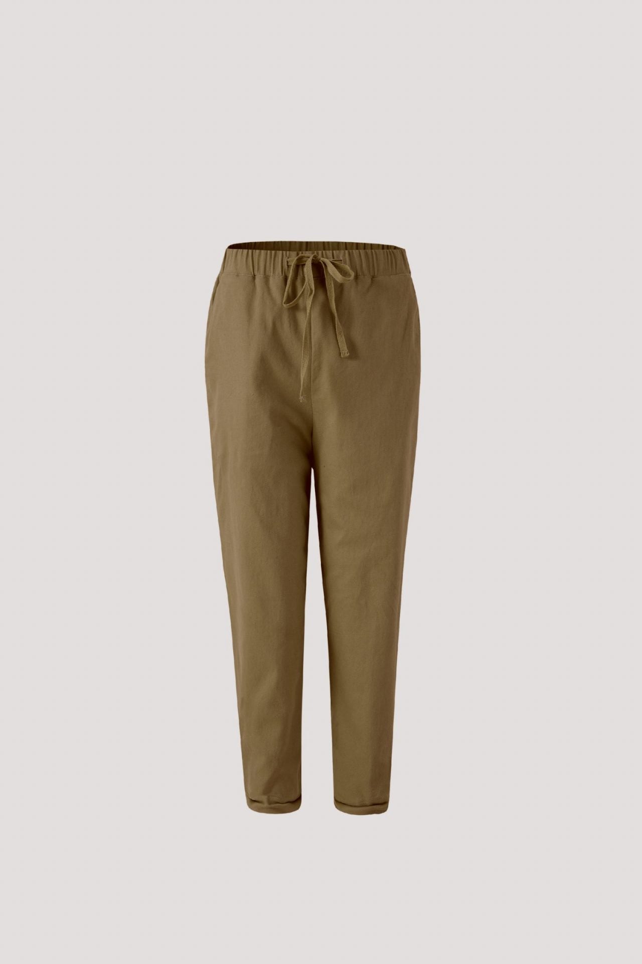 BPL 9253 ELASTICATED WAIST PANTS KHAKI BROWN