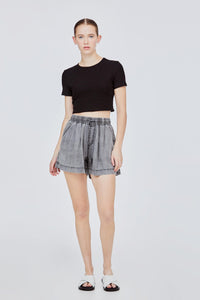 BPS 11478 ELASTICATED SHORTS DENIM GREY
