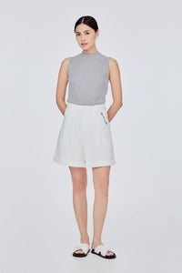 BPS 11621 WIDE LEG SHORTS WITH SIDE EMBROIDERED LOGO CREAM