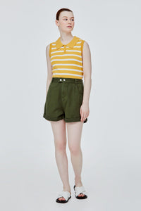BPS 9508 SHORT CUFFED HEM SHORTS ARMY GREEN