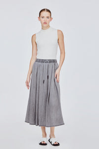 BSK 11472 DRAWSTRING SKIRTS DENIM GREY