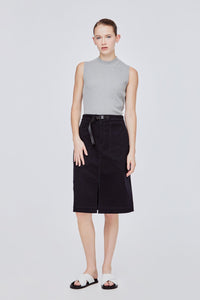 BSK 11572 A-LINE ADJUSTABLE BUCKLE SKIRT NAVY