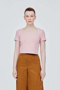BT 11384 JERSEY CROPPED TOP PINK