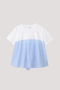 BT 11409 CONTRAST SHORT SLEEVE BLOUSE PERIWINKLE