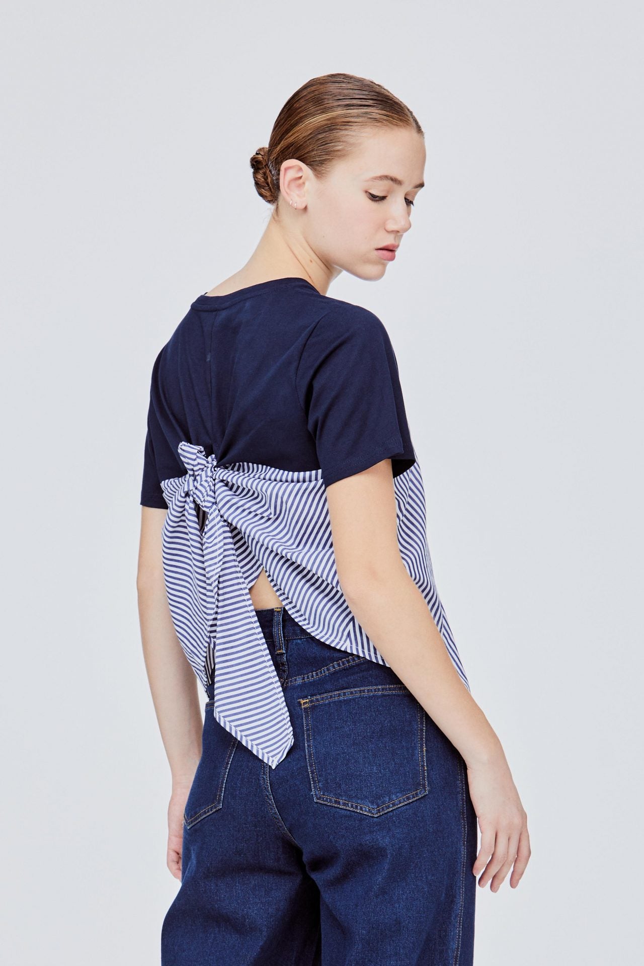 BT 11409 MIXED BLOCK T-SHIRT NAVY BACK