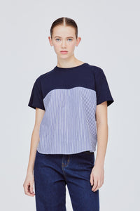 BT 11409 MIXED BLOCK T-SHIRT NAVY