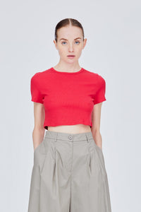 BT 11476 TIGHT FITTING CROP TOP CERISE (1)