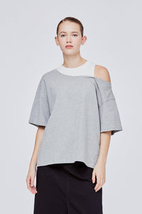 BT 11592 OVERSIZED ONE SIDE OFF SHOULDER TEE HUE GREY