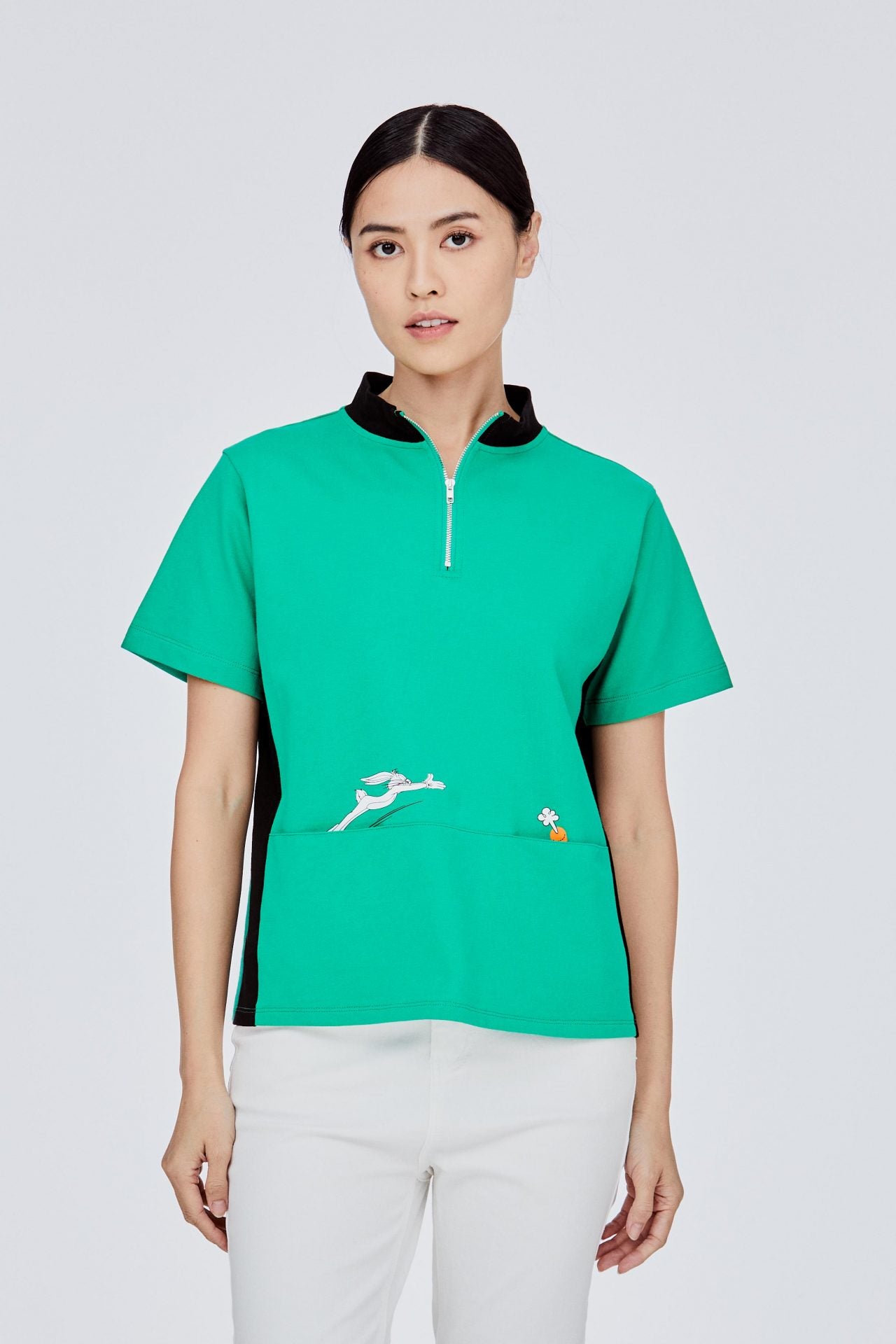 BT 11606 ZIP COLLAR PRINTED CONTRASTING TOP VERDE (1)