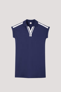 BTD 11657 MAGYAR STRIPED COLLAR DRESS NAVY