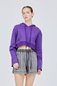 BTL 11482 CROPPED HOODIE PURPLE