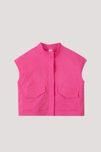 BV 11213 CROPPED UTILITARIAN LEATHER VEST HOT PINK