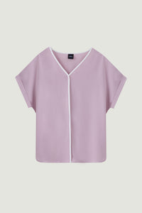 V NECK OVERLAP TOP AB 7302 PINK
