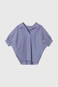 ab 6589 navy stripes batwing collar blouse