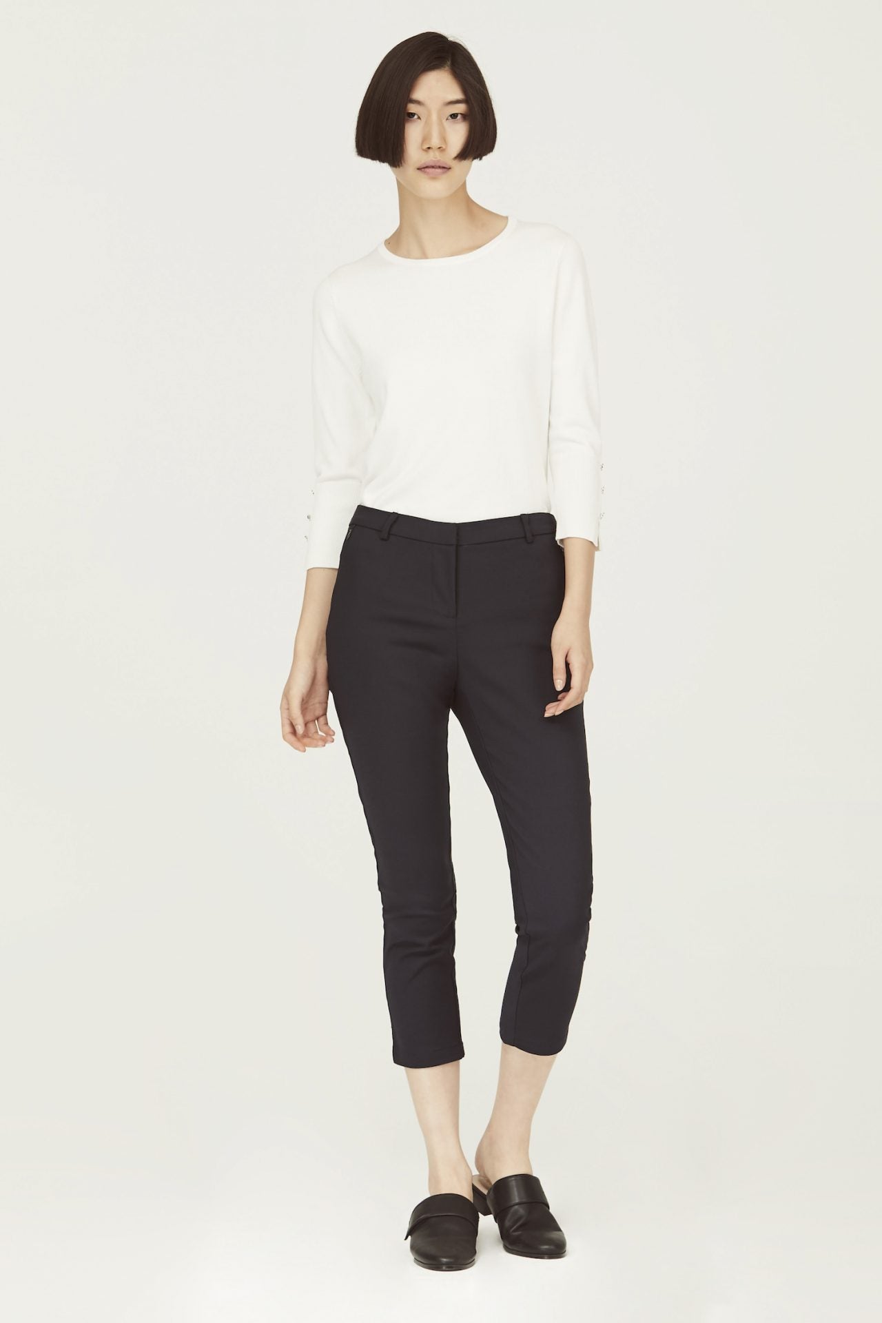 apl 7375 navy zippers tapered pants