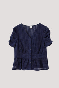 bb 9058 v-neck laced blouse navy