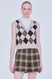Checked Knitted Vest