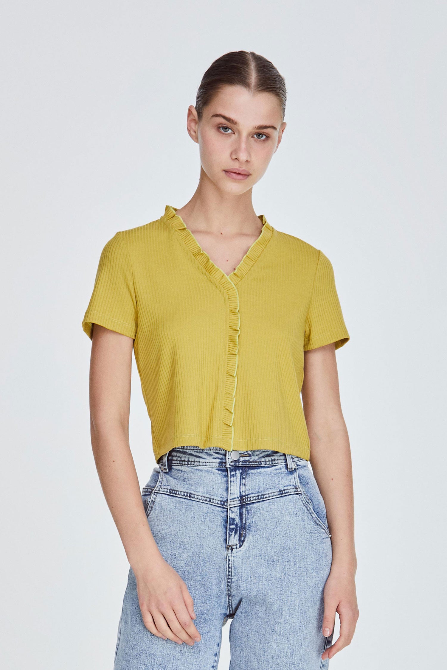 Frill Collared Jersey Top