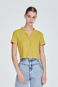 Frill Collared Jersey Top