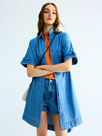 Denim Collared Shirt Dress