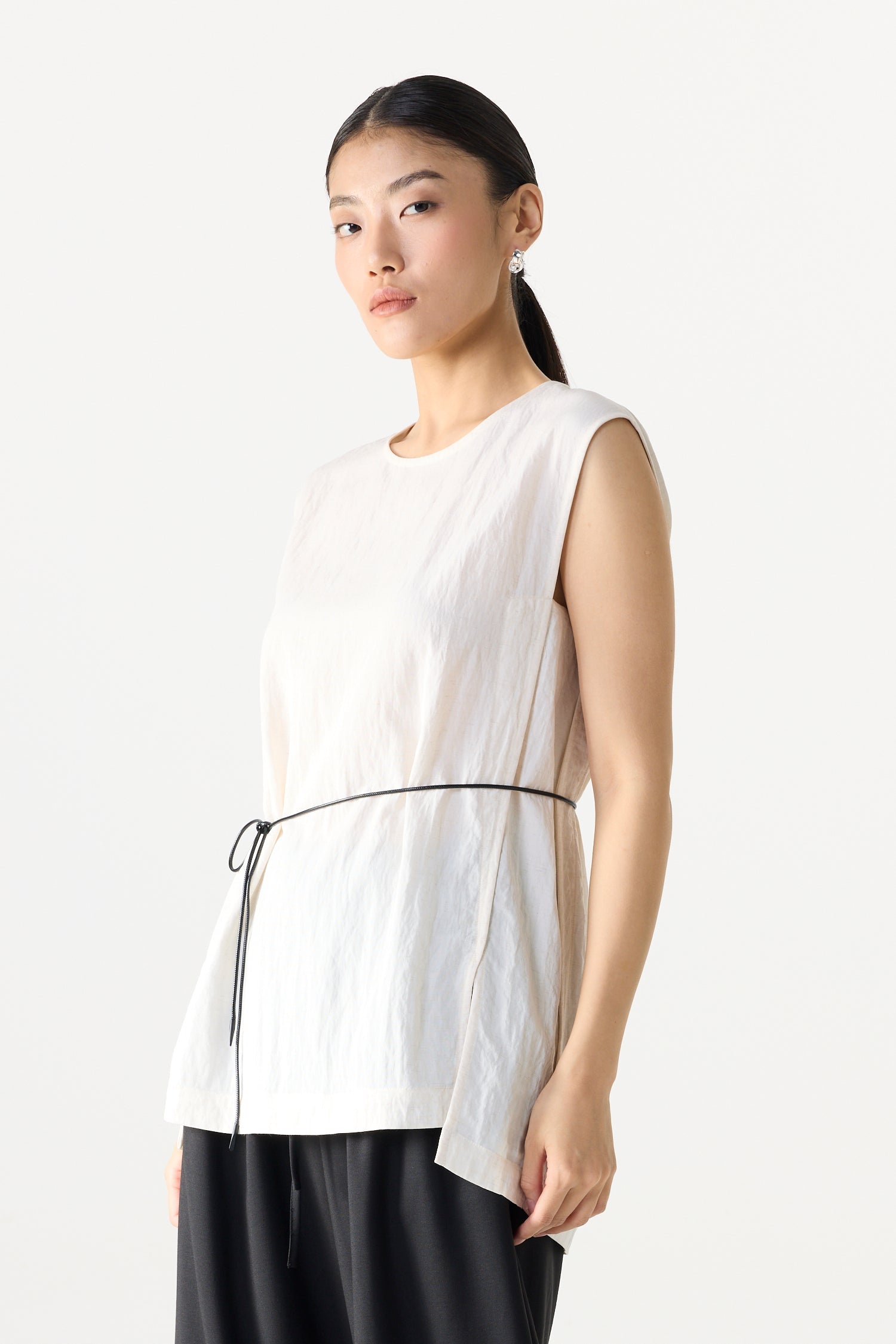 Self-Tie Cord Sleeveless Top