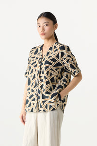 Printed V-Neck Blouse