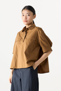 Half Placket Pocketed Blouse