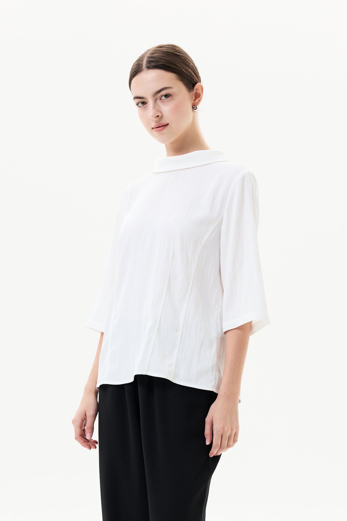 High Neck Paneled Blouse