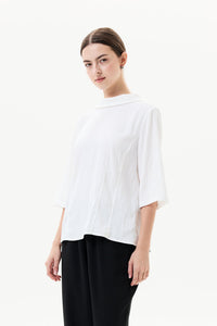 High Neck Paneled Blouse