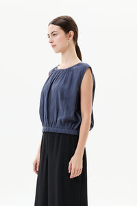 Woven Gathering Sleeveless Top