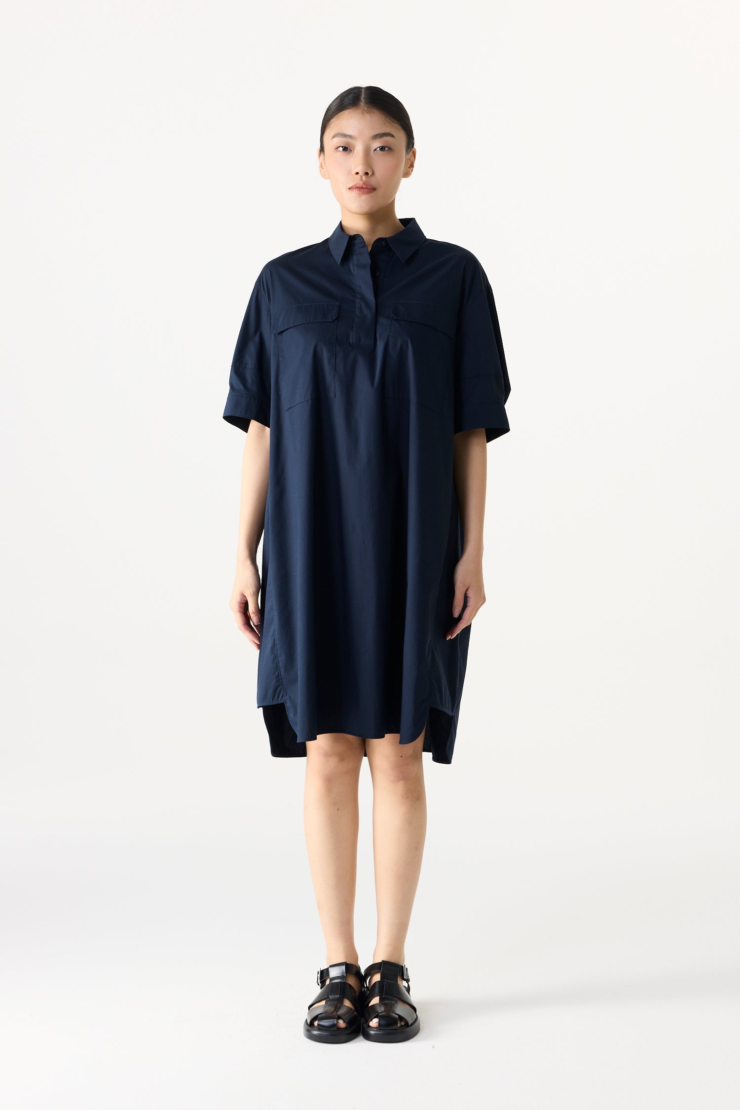 Half Placket Pocketed Dress