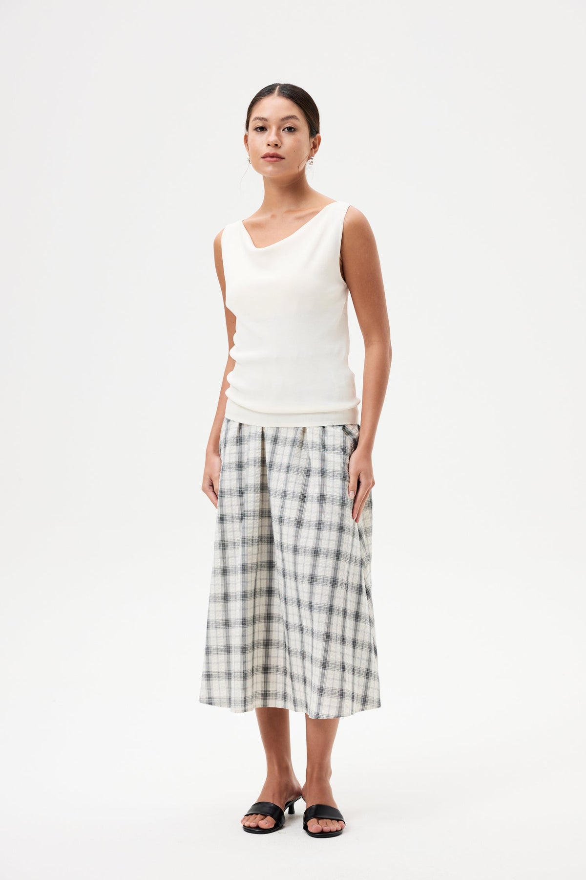 Draped Cowl Sleeveless Knit Top