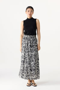 Printed Elasticated Midi Skirt