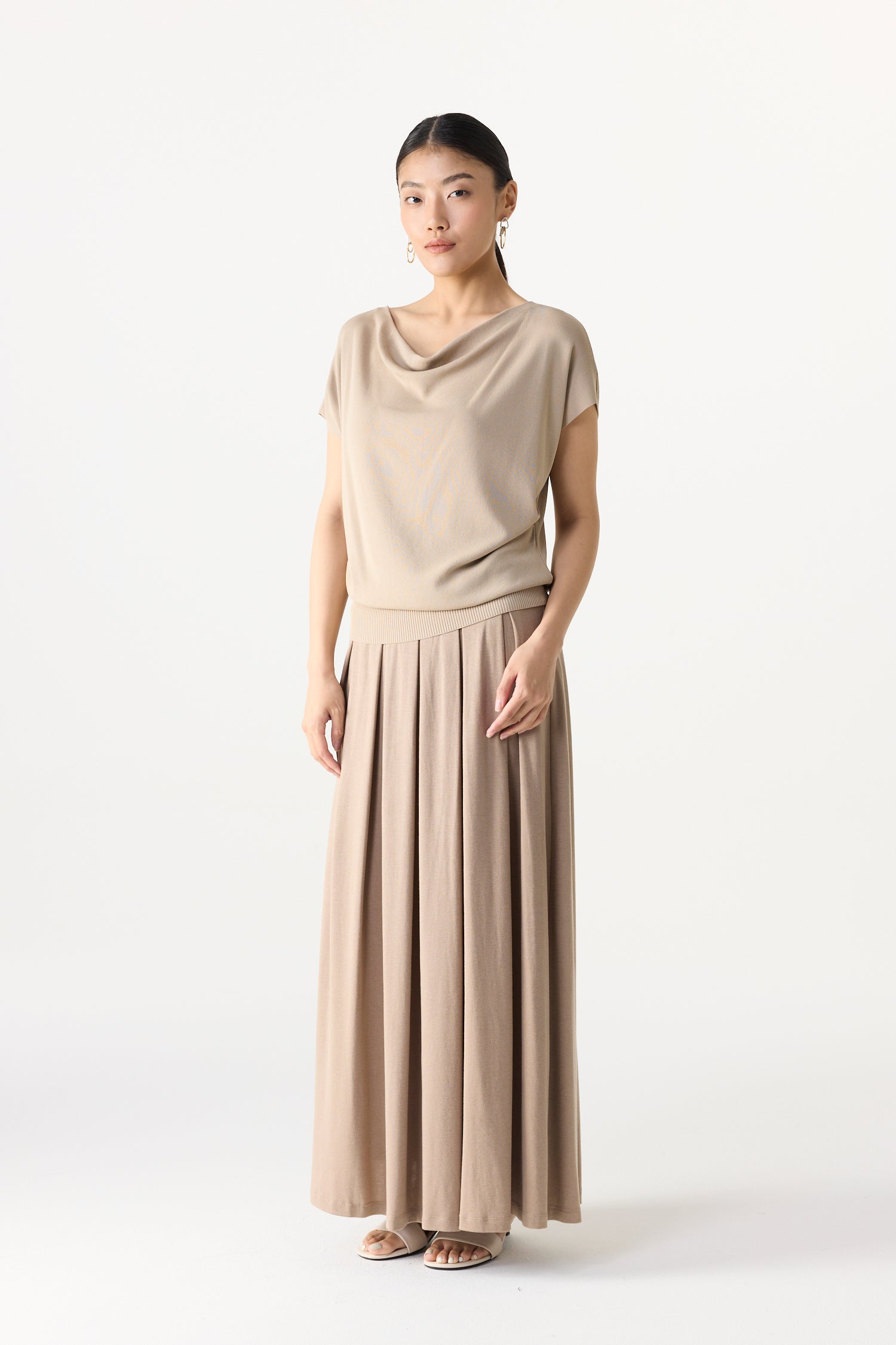 Pleated Jersey Skirt