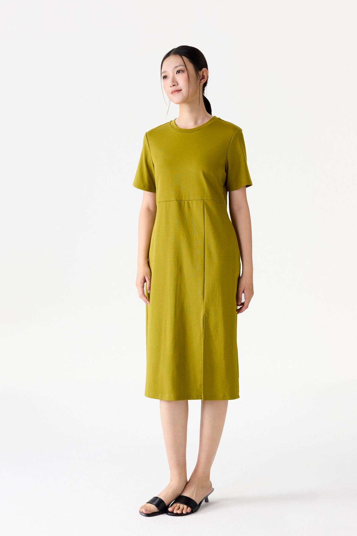 Smart Casual T-Shirt Dress - Olive